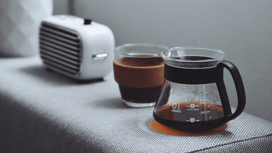 Brewing coffee with a mug pot (espresso pot)