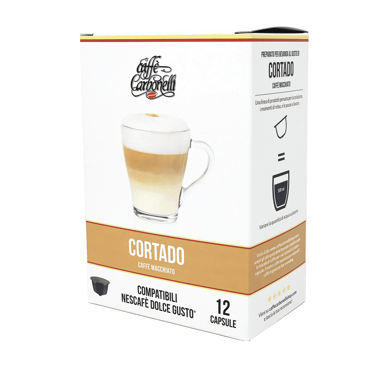 Caffe Carbonelli Dolce Gusto Compatible Capsules Cortado