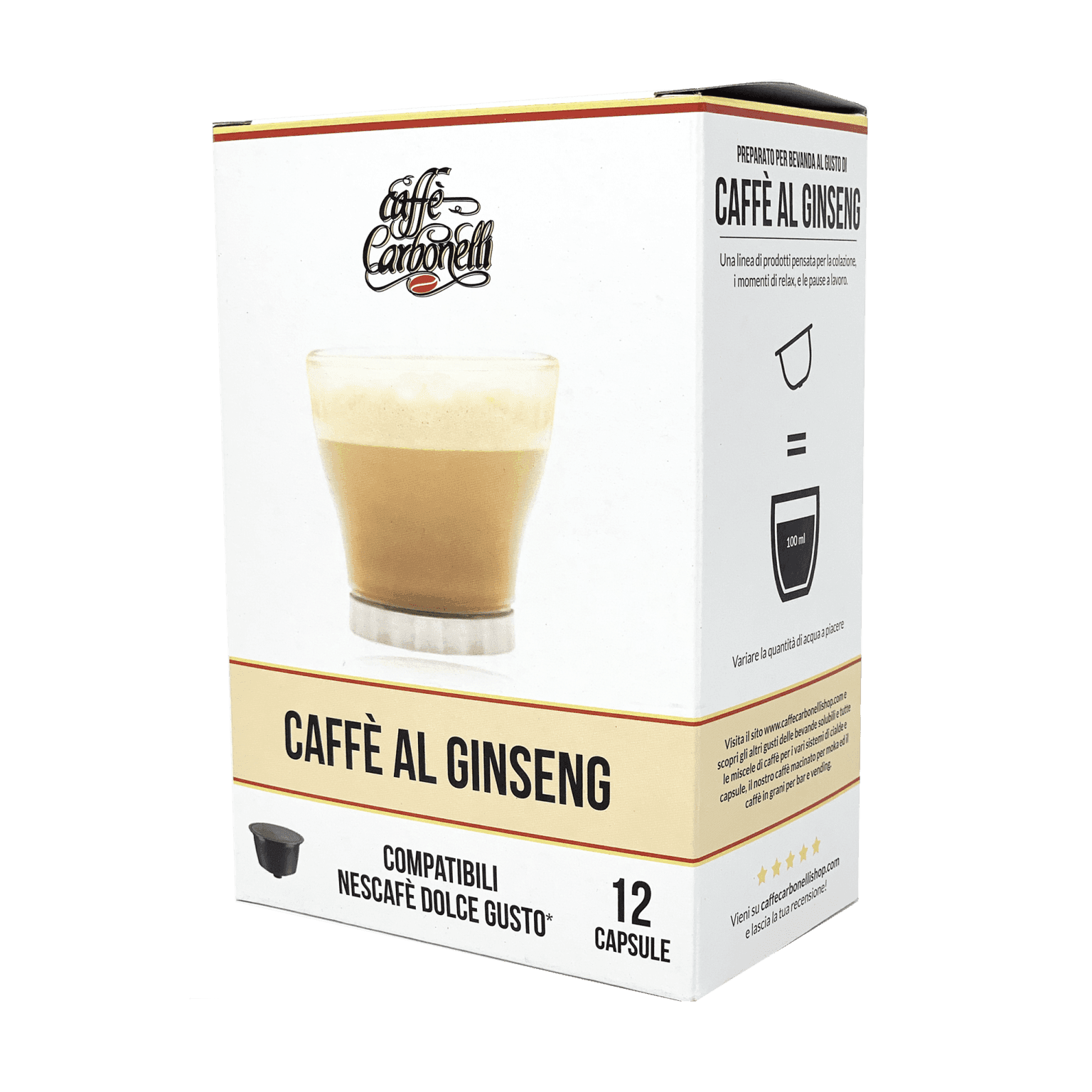 Caffe Carbonelli Dolce Gusto Compatible Capsules Ginseng Coffee