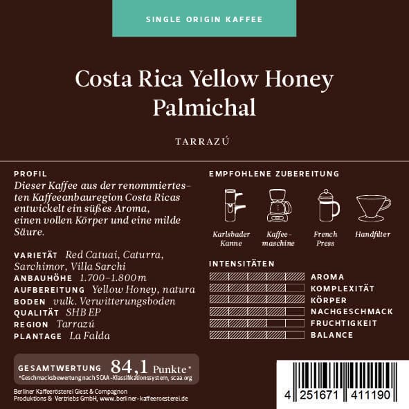 Costa Rica SHB Yellow Honey Palmichal La Falda Estate