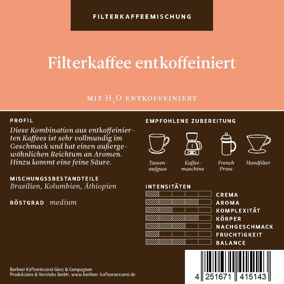Filter Coffee Decaffeinated
