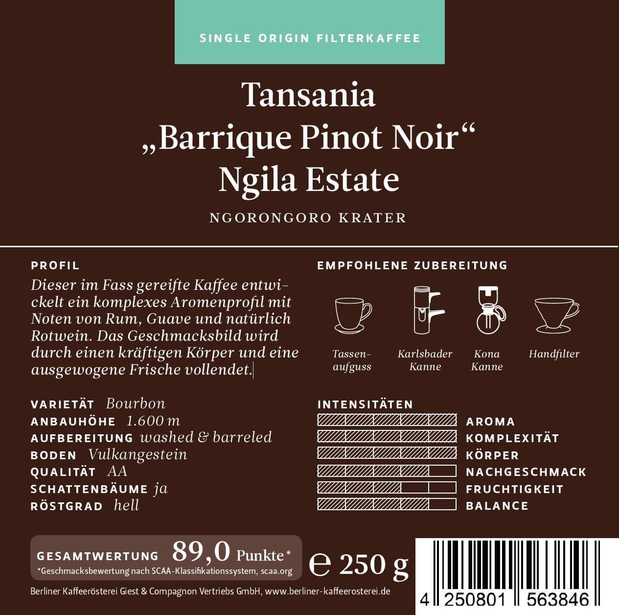 Tanzania "Barrique Pinot Noir" Ngila Estate