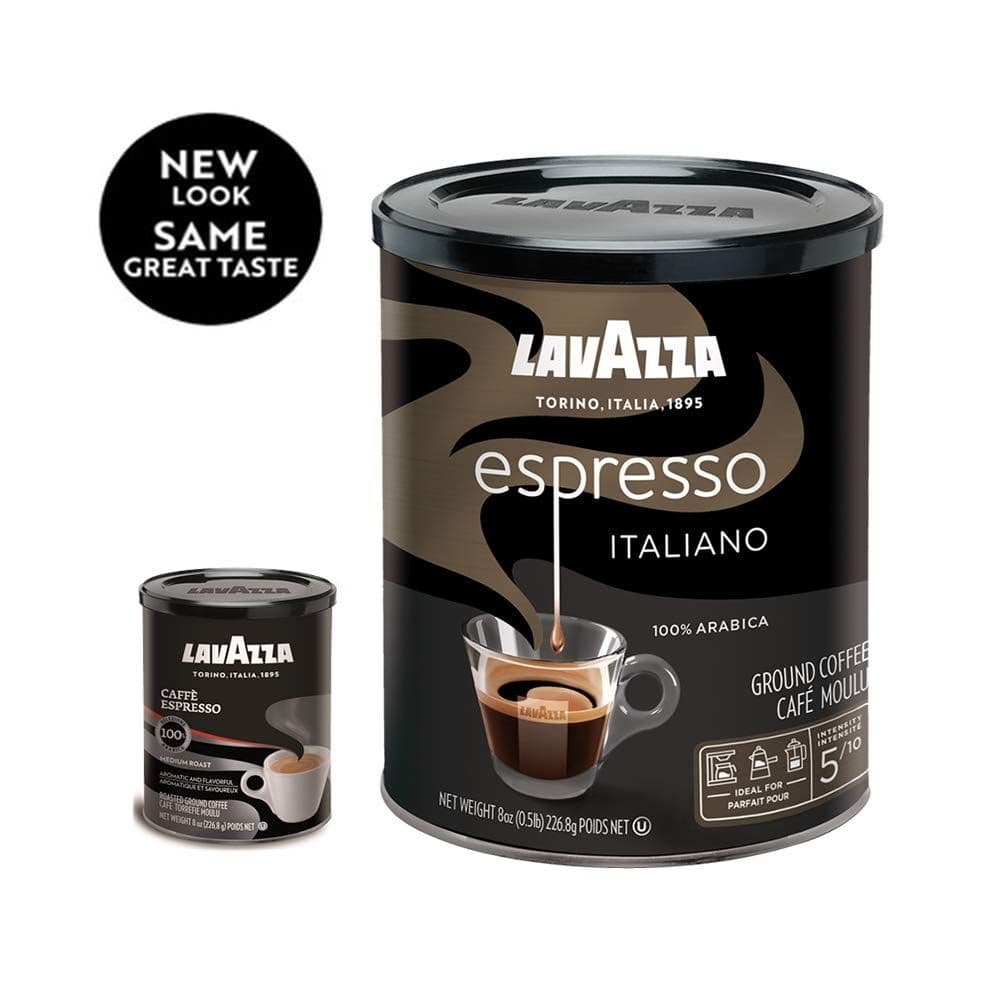 Lavazza Espresso Italiano Ground Coffee Blend, Medium Roast, 8-Oz Cans, Pack of 4 (Packaging May Vary) Authentic Italian, Blended And Roasted in Italy, Value Pack, Non-GMO, 100% Arabica, Rich-bodied 2