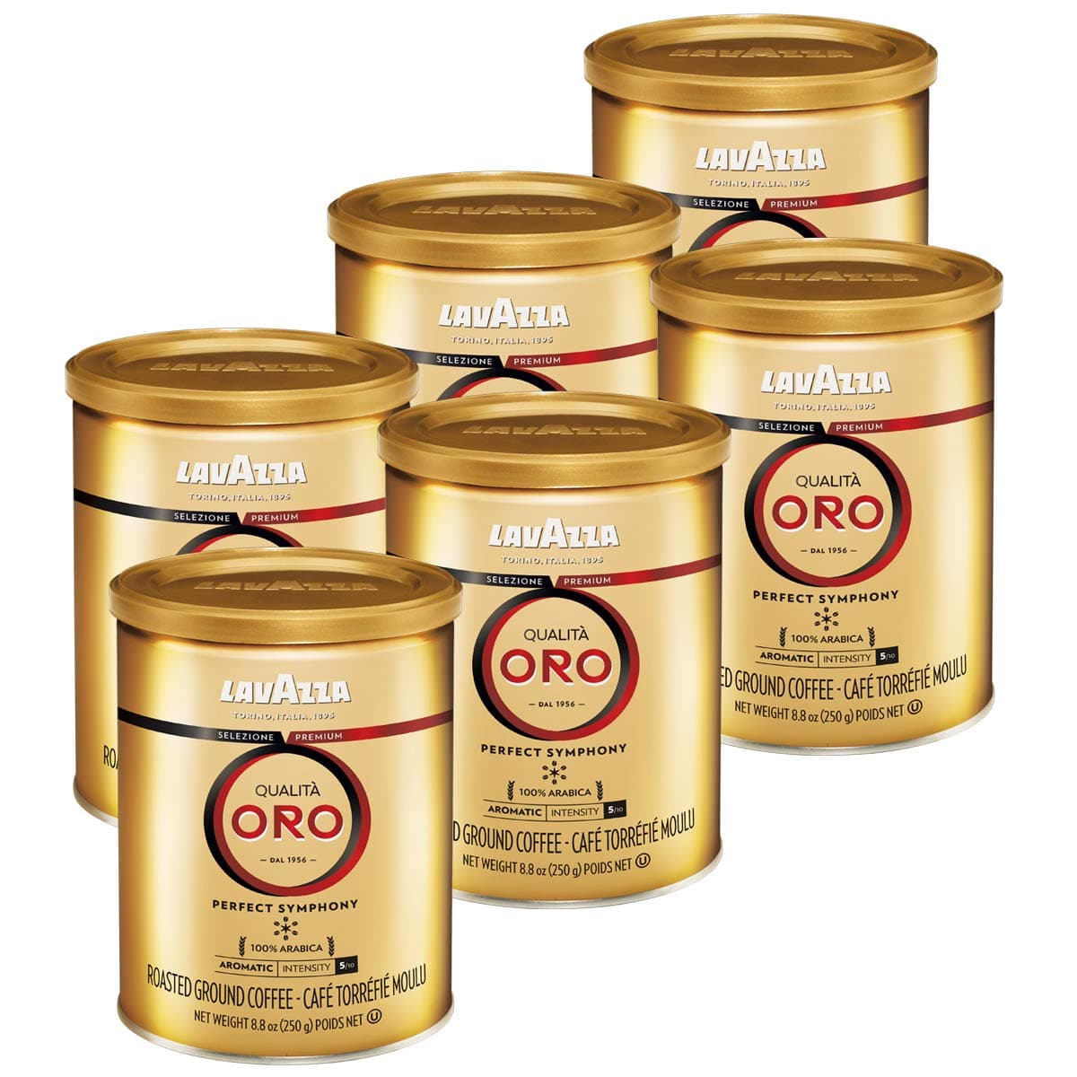 Lavazza Qualita Oro Ground Coffee Blend, Medium Roast, 8.8-Oz Cans (Pack of 6) Authentic Italian, Non GMO, Blended And Roated in Italy, Full bodied medium roast with sweet, aromatic flavor 4