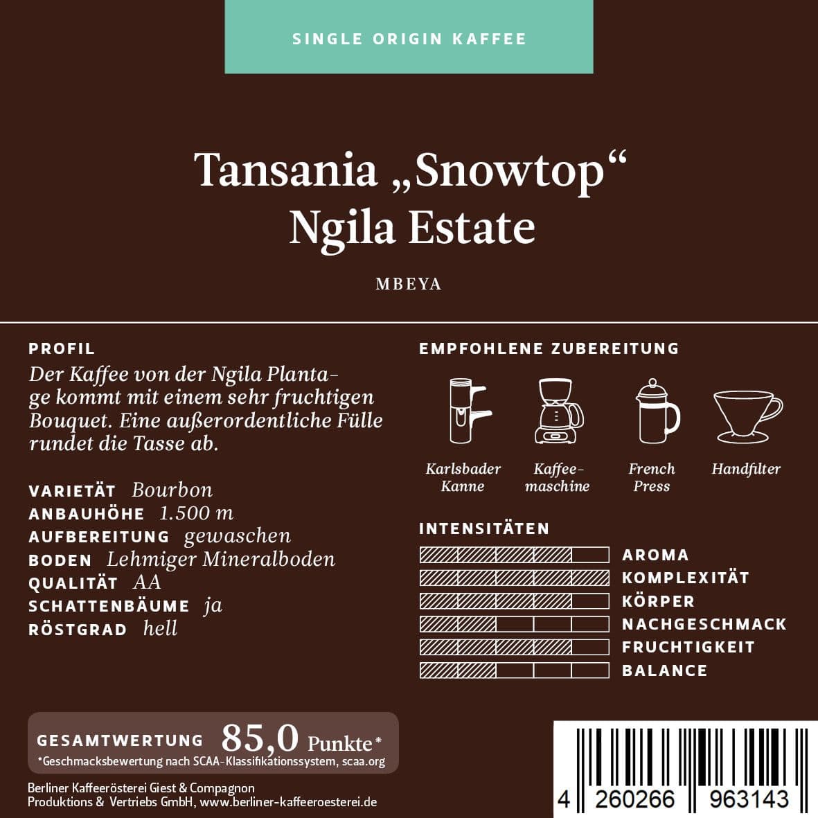 Tansania "Snowtop" Ngila Estate