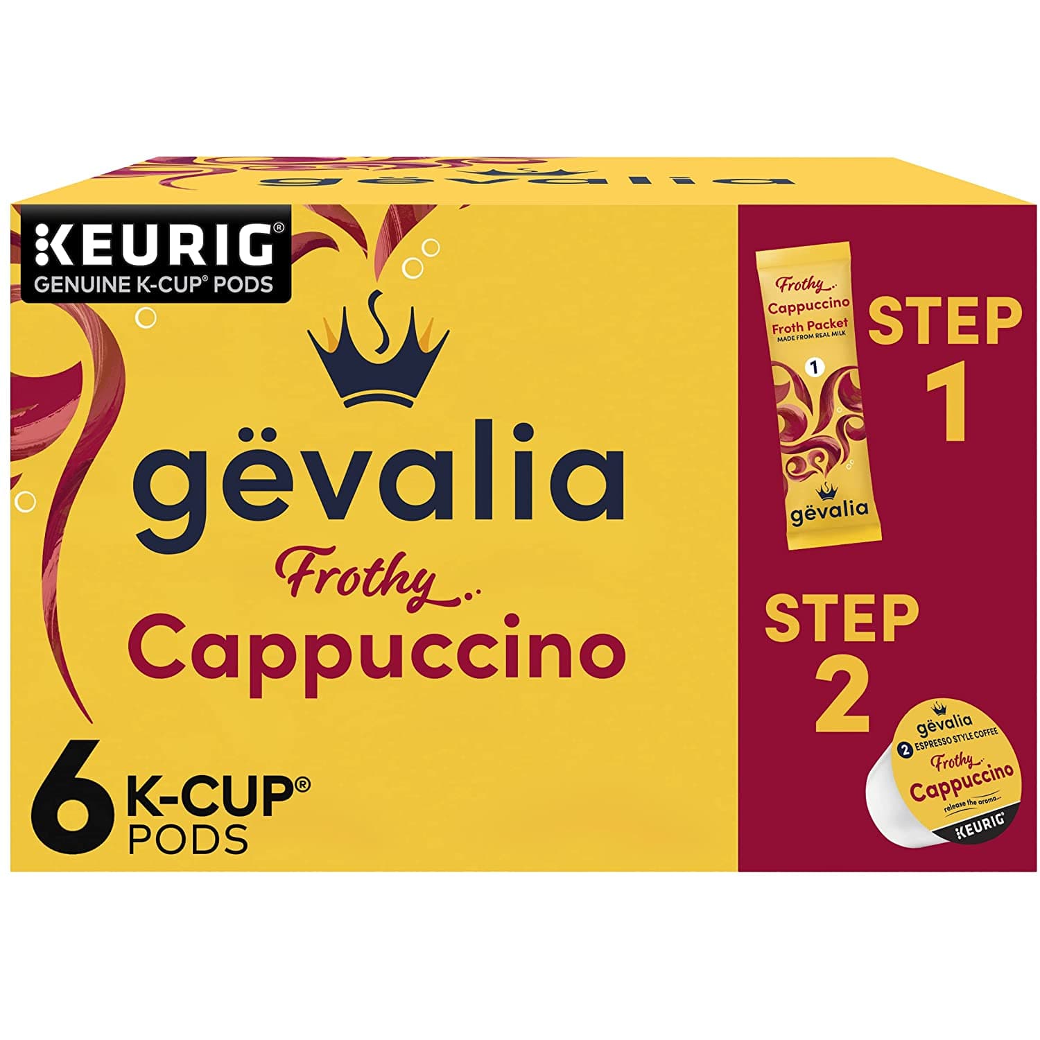 2-Step Cappuccino Espresso K‐Cup Coffee Pods & Froth Packets Kit