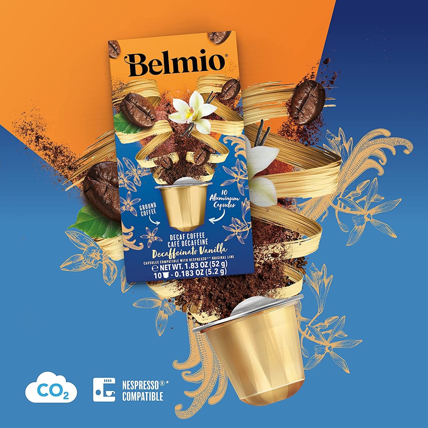 Belmio Coffee Capsules, Decaffeinato Vanilla, Medium Roast, 80 Count, Aluminum Nespresso Compatible Capsules 2