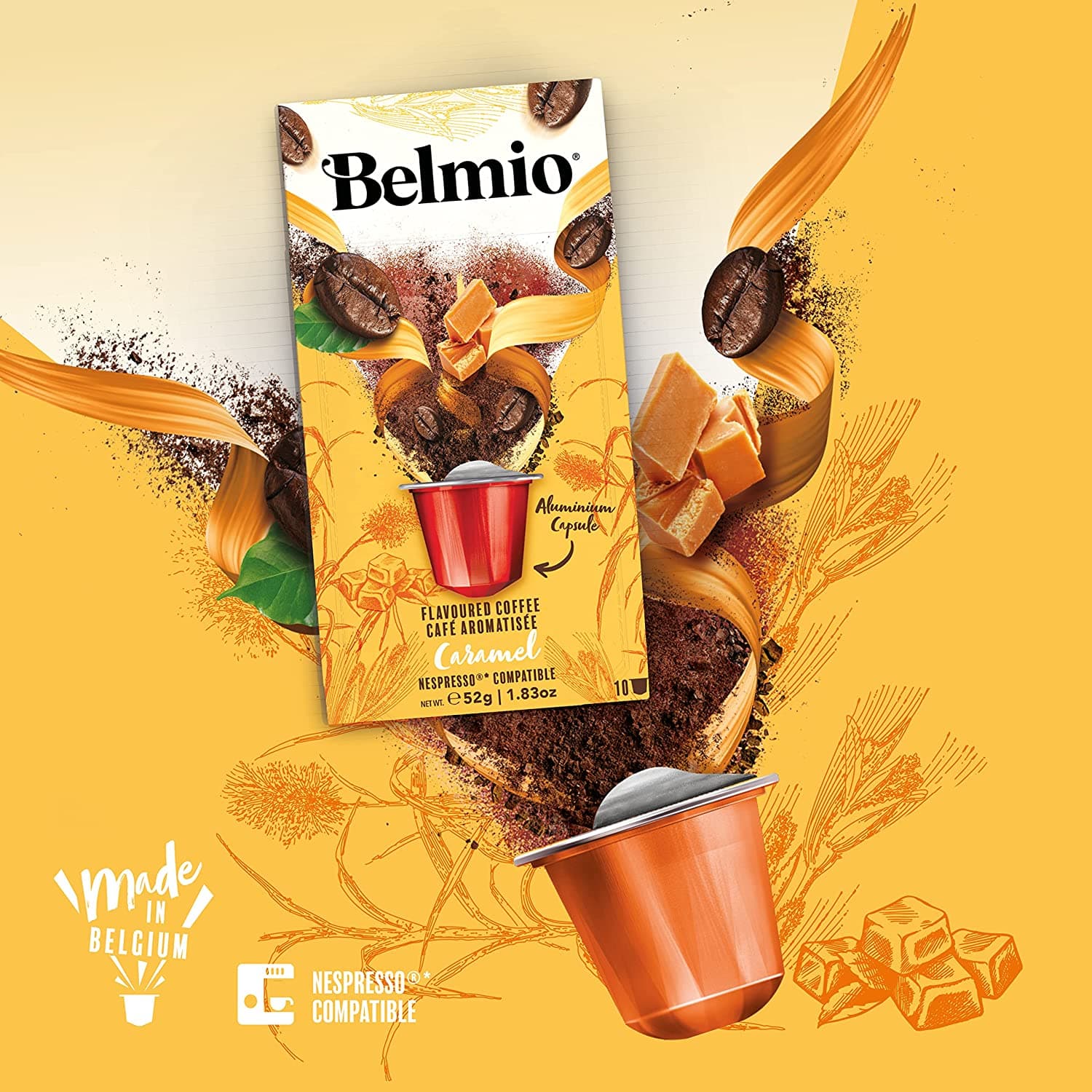 Belmio Coffee Capsules, French Caramel, Medium Roast, 80 Count, Aluminum Nespresso Compatible Capsules 2