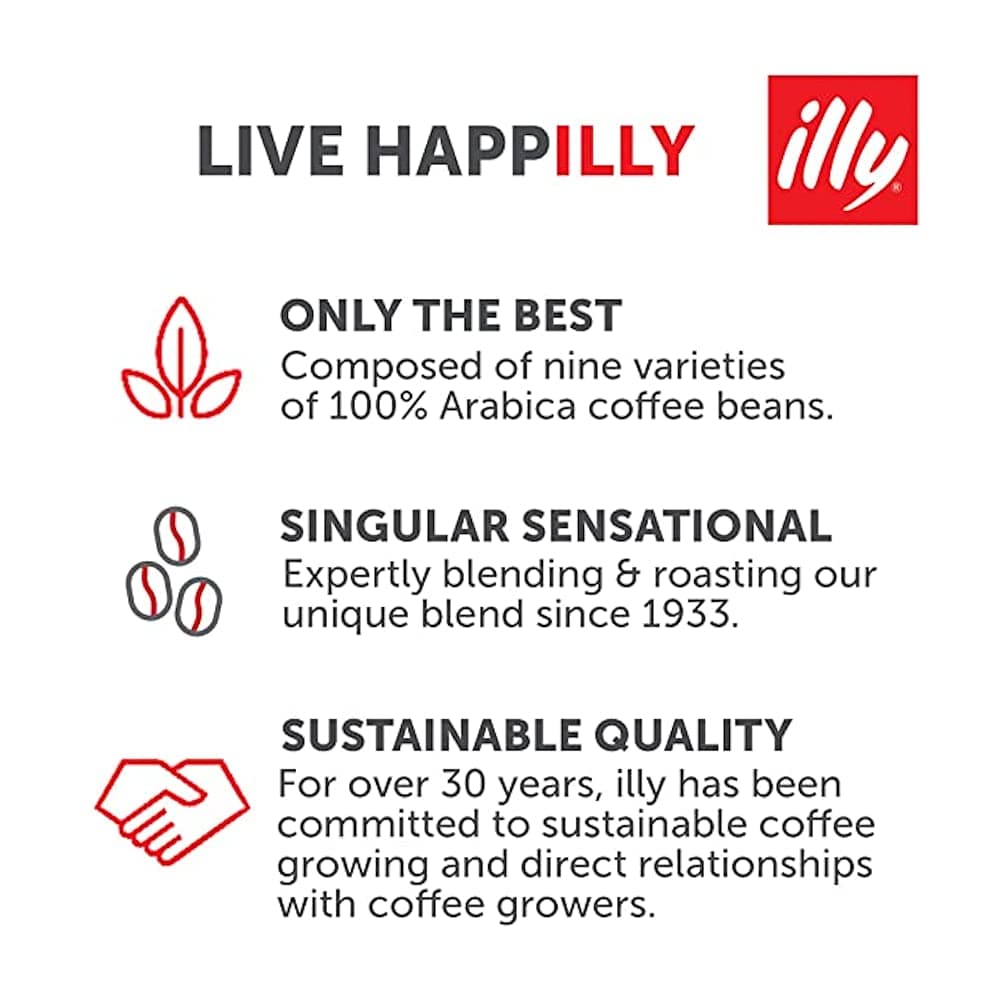 illy Classico Whole Bean Coffee, Medium Roast, Classic Roast with Notes Of Chocolate & Caramel, 100% Arabica Coffee, No Preservatives, 8.8 Ounce (Pack of 6) 3