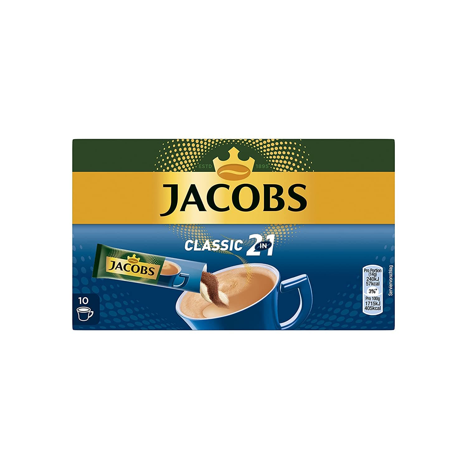 Jacobs 2in1 Instant Coffee Sticks, 10 Single Servings (Pack of 12) 2
