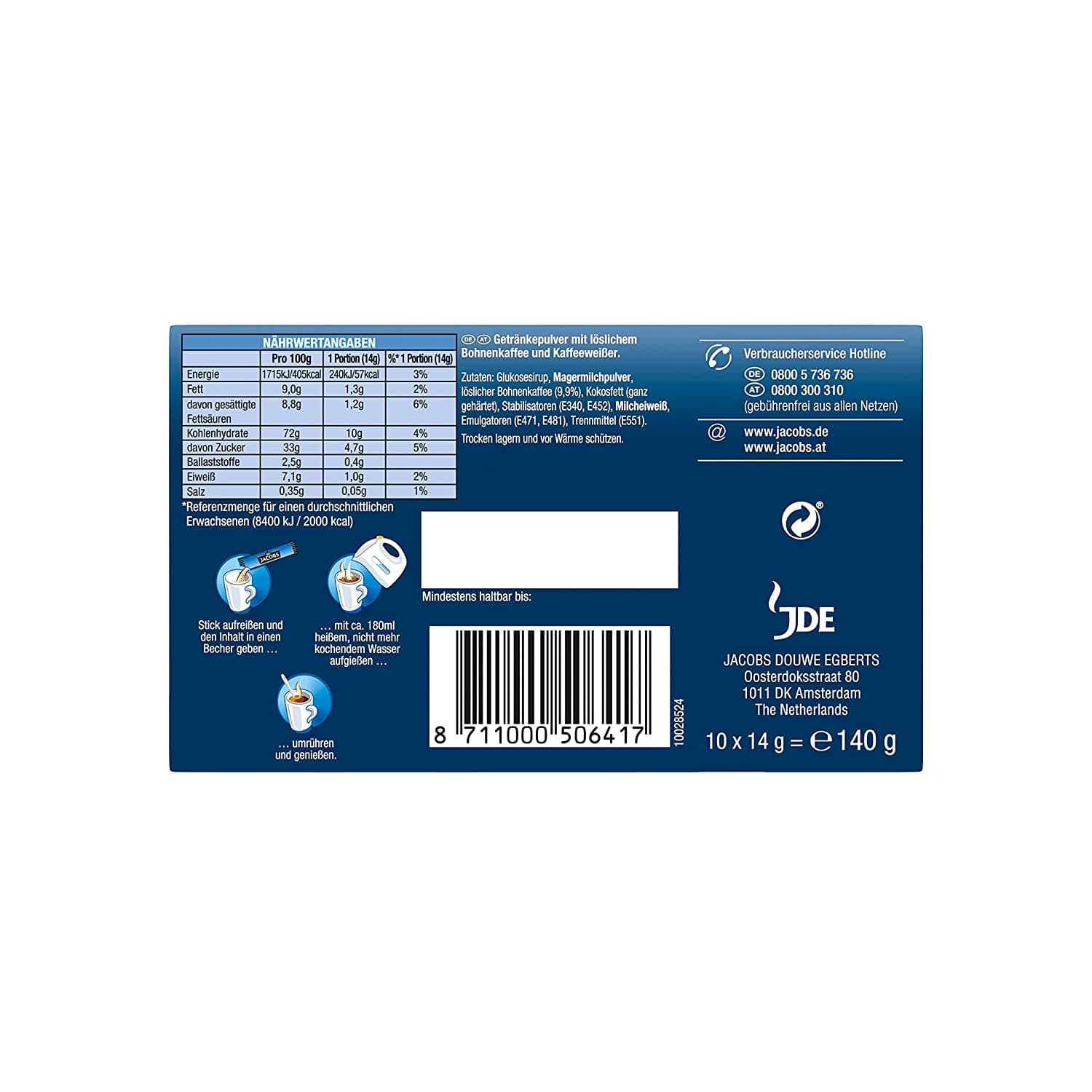 Jacobs 2in1 Instant Coffee Sticks, 10 Single Servings (Pack of 12) 5