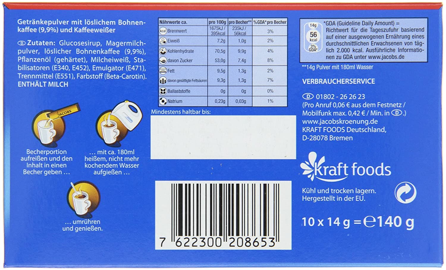 Jacobs 2in1 Instant Coffee Sticks, 10 Single Servings (Pack of 12) 6