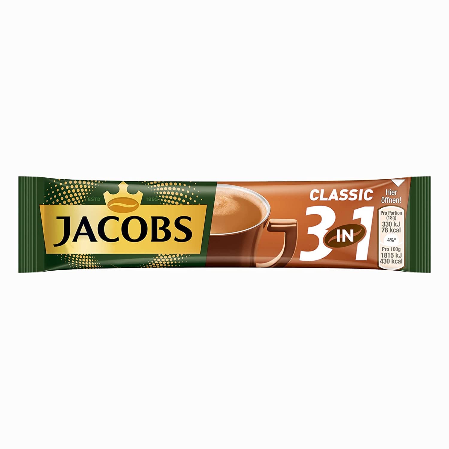 Jacobs 3in1 Classic Instant Coffee Sticks, 10 Single Servings (Pack of 1) 3