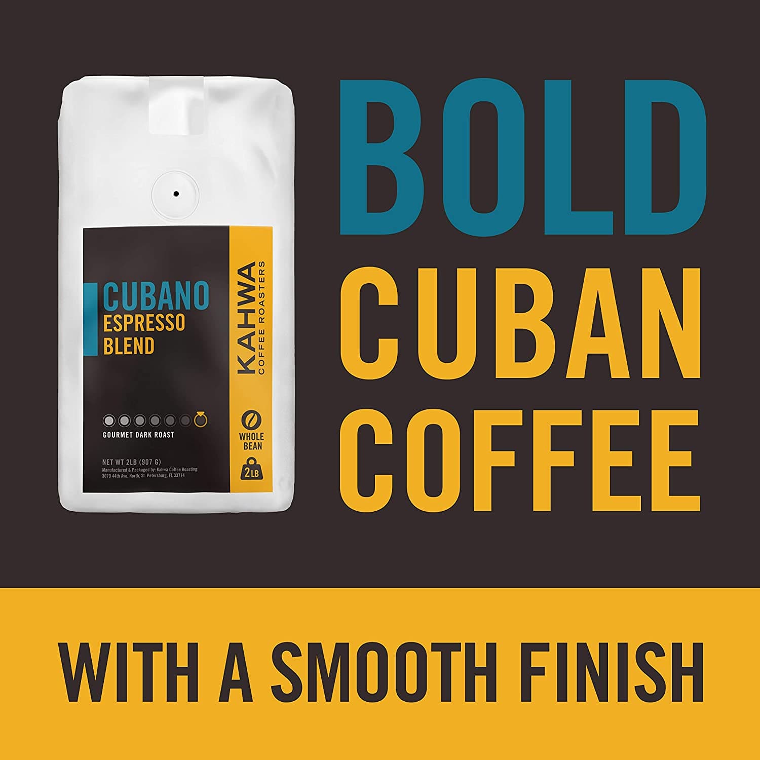 Kahwa Cuban Coffee Beans, Cubano Dark Roast Espresso Blend, Whole Bean Coffee, 2 lb Bag 2