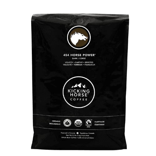 Kicking Horse Coffee, 454 Horse Power, Dark Roast, Whole Bean, 2.2 lb - Certified Organic, Fairtrade, Kosher Coffee