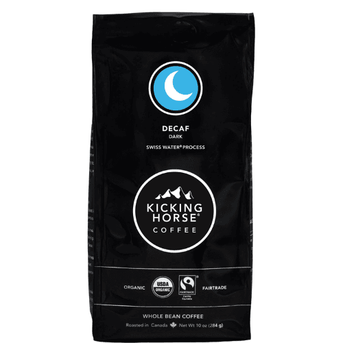 Kicking Horse Coffee, Decaf, Swiss Water Process, Dark Roast, Whole Bean, 10 Oz - Certified Organic, Fairtrade, Kosher Coffee