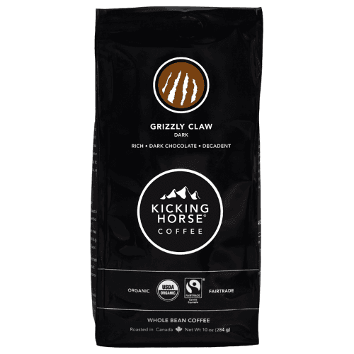 Kicking Horse Coffee, Grizzly Claw, Dark Roast, Whole Bean, 10 Oz - Certified Organic, Fairtrade, Kosher Coffee