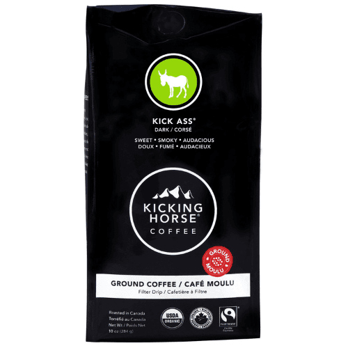 Kicking Horse Coffee, Kick Ass, Dark Roast, Ground, 10 Oz - Certified Organic, Fairtrade, Kosher Coffee