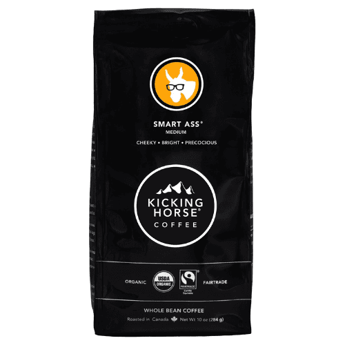 Kicking Horse Coffee, Smart Ass, Medium Roast, Whole Bean, 10 Oz - Certified Organic, Fairtrade, Kosher Coffee