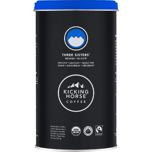 Kicking Horse Coffee Three Sisters Medium Roast Organic Whole Bean Coffee Tin Can - 12.3 OZ./ 350 GR (Pack of 1)