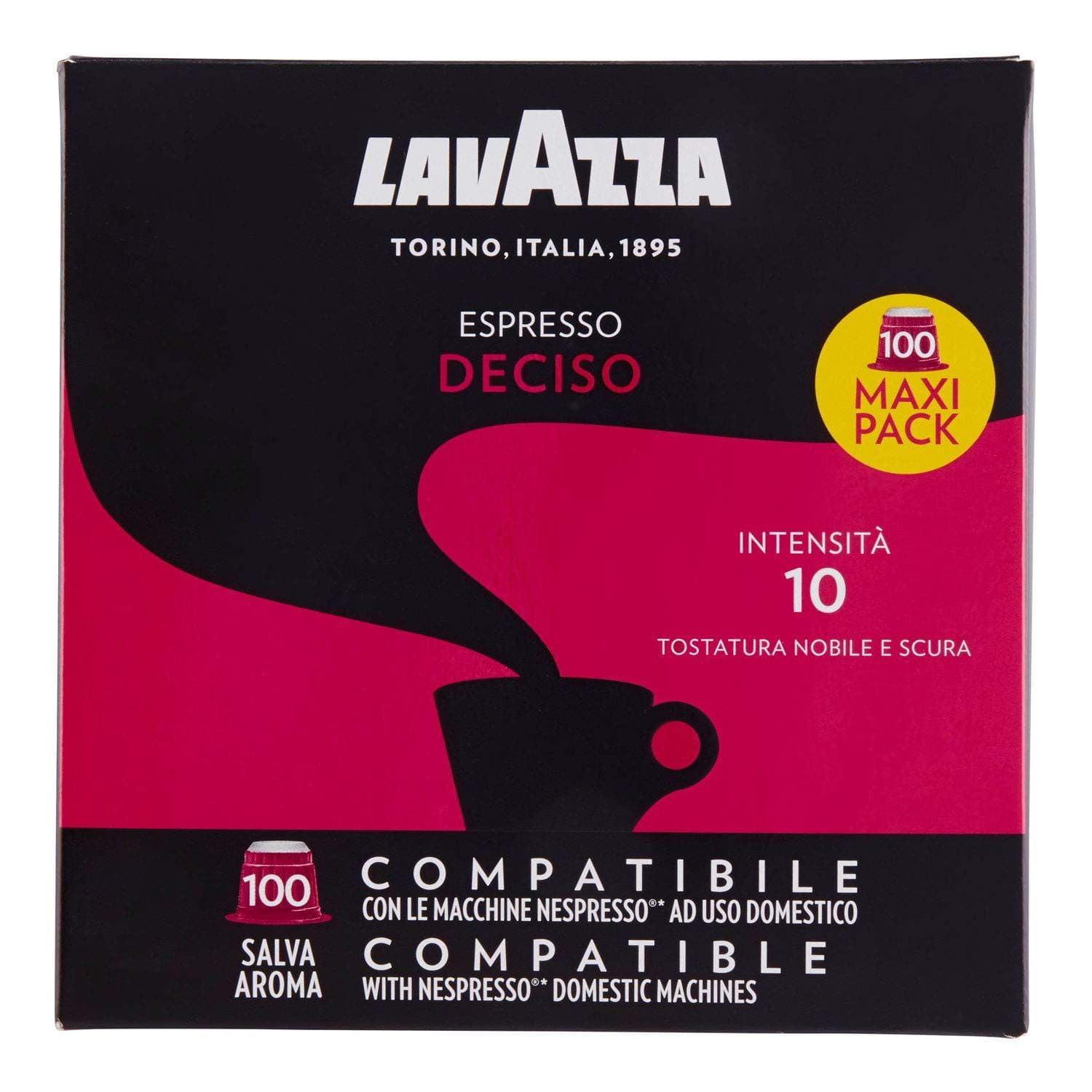 Lavazza Deciso Espresso Dark Roast Capsules Compatible with Nespresso® Original* Machines (Pack of 100)