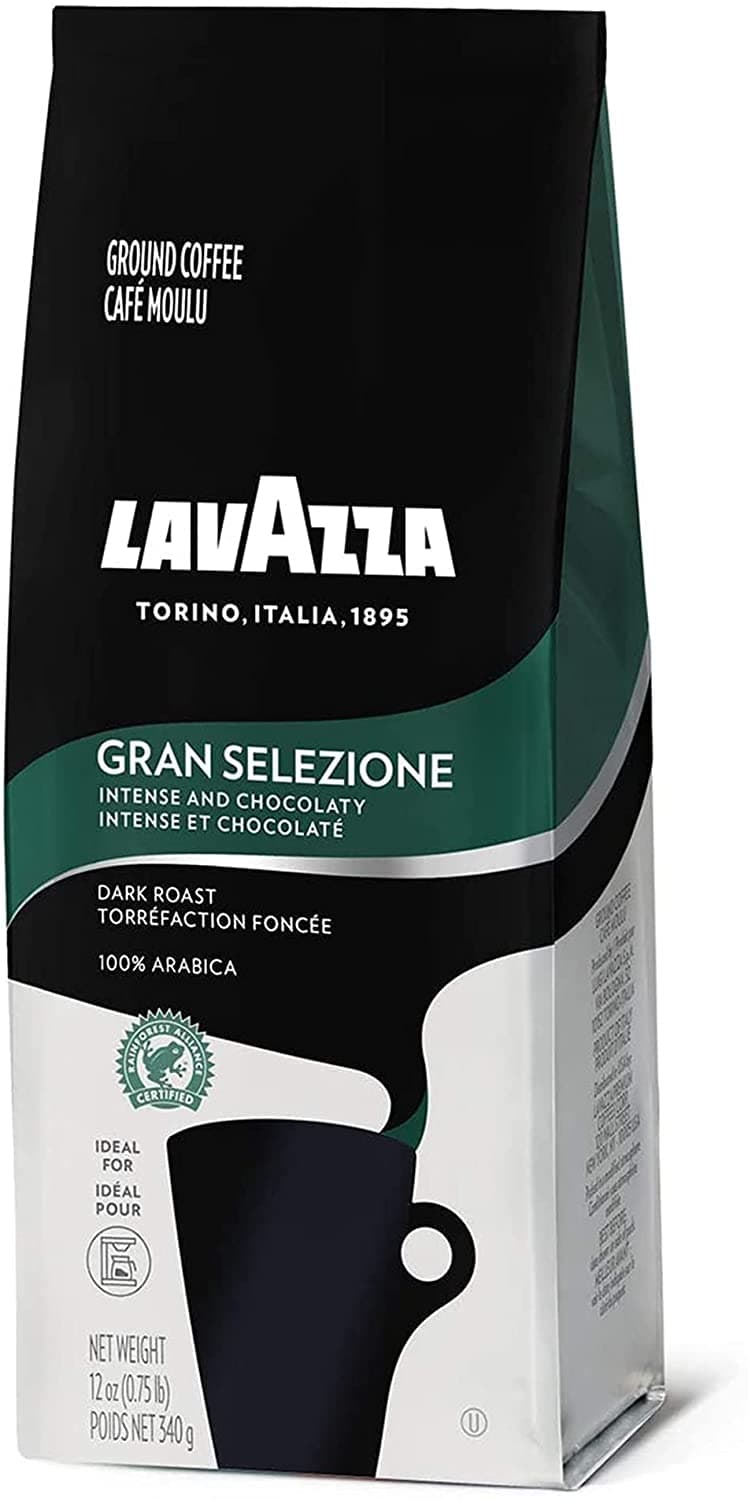 Lavazza Gran Selezione Ground Coffee Blend, Dark Roast, 12-Oz Bags (Pack of 6) Authentic Italian, 100% Arabica, Blended And Roasted in Italy, Non GMO, Rainforest Alliance Certified & 100% Sustainably
