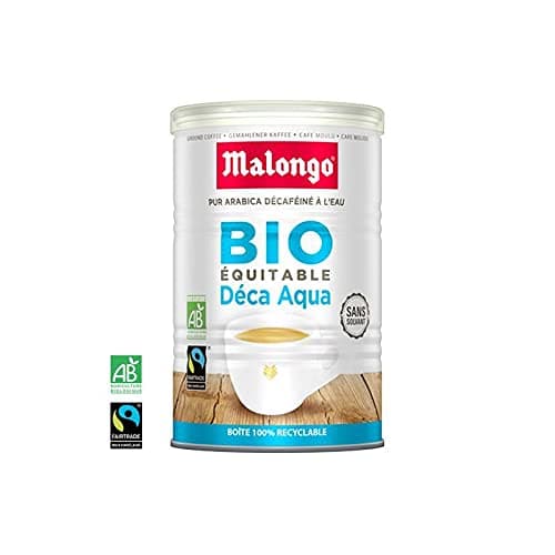 Malongo Deca Aqua Decaffeinated Coffee. Organic, Fairtrade, Medium Roast Arabica Coffee In A Vacuum Sealed Can With 8.8 Oz. Of Ground Coffee