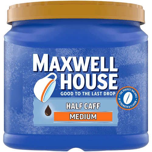 Maxwell House Half Caff Medium Roast Ground Coffee with 1/2 the Caffeine