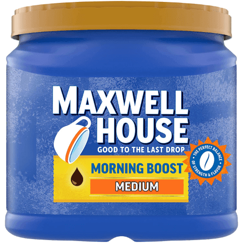 Maxwell House Morning Boost Medium Roast Ground Coffee with a Boost of Caffeine