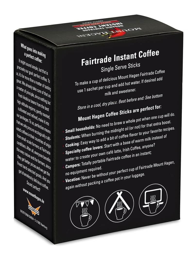 Mount Hagen Organic Instant Regular Coffee, 25 Count Single Serve packet Net wt 1.76 oz (50g) 3