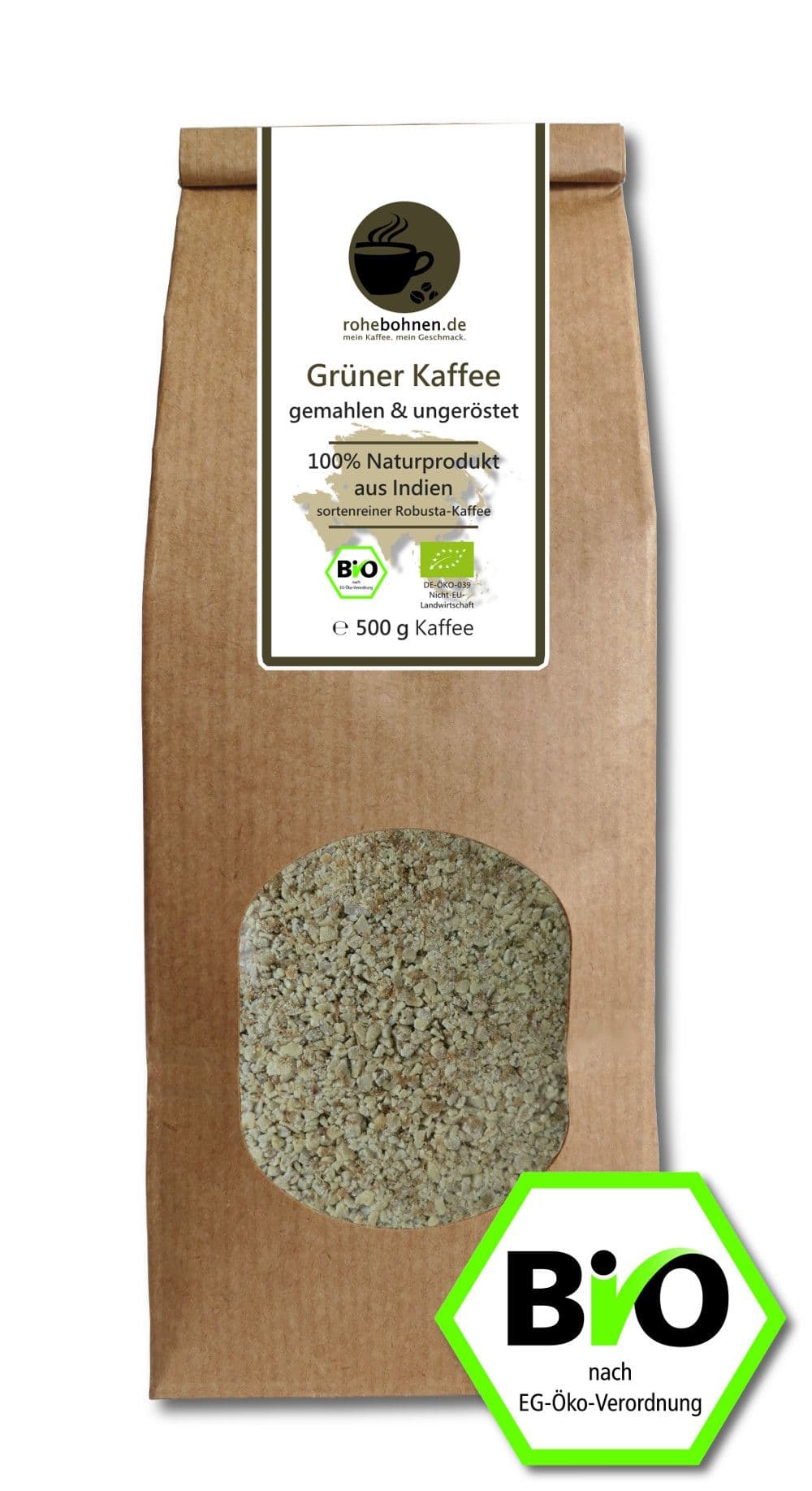 Organic Green Coffee Ground 100% Robusta India