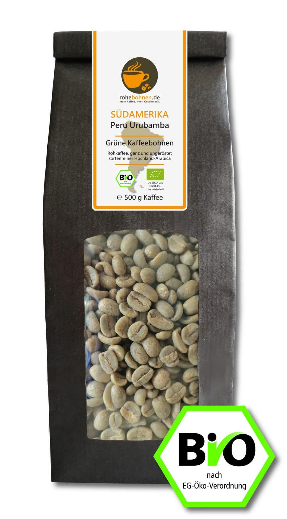 Organic green coffee Peru Urubamba
