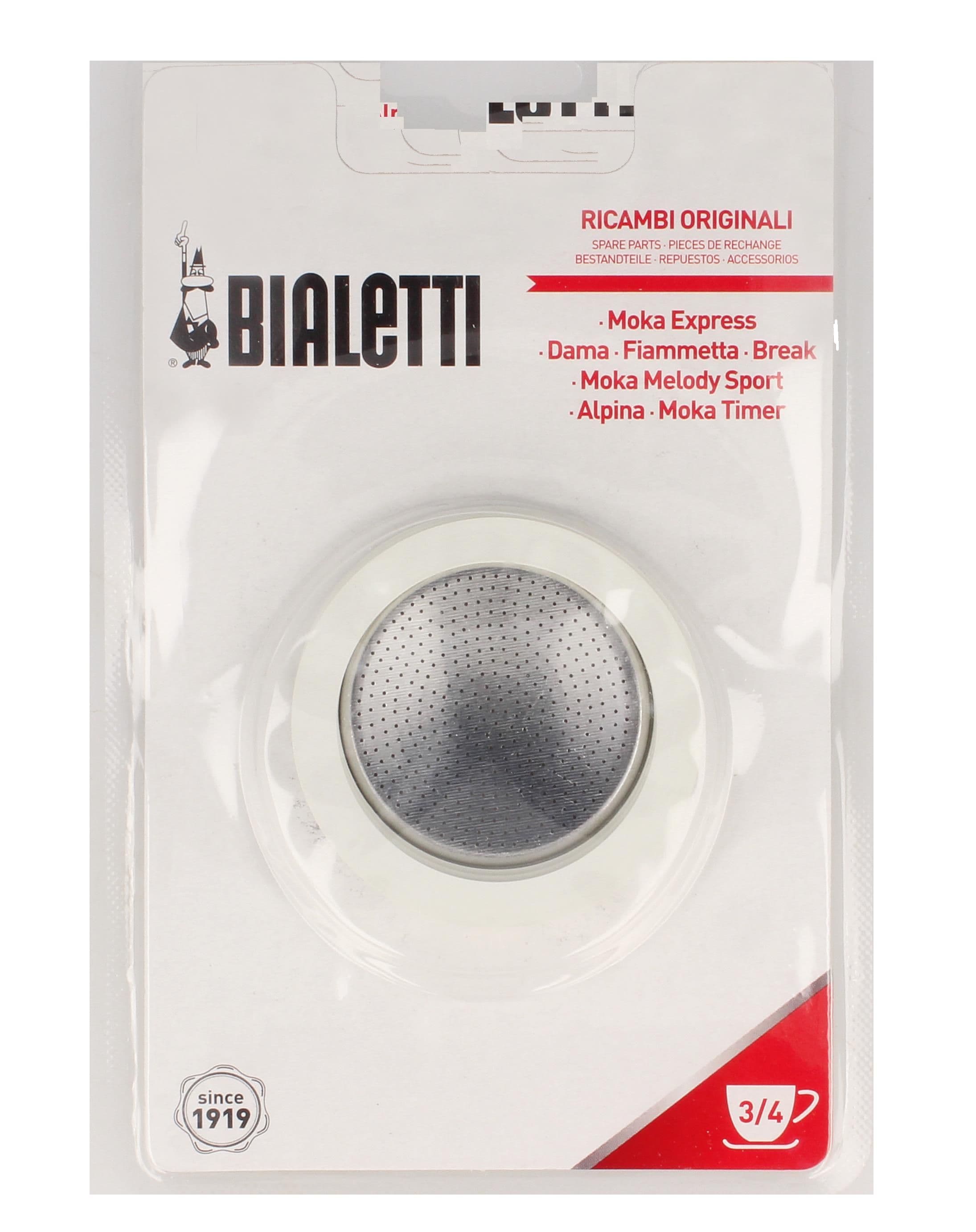 Bialetti - 3 seals + 1 filter screen Aluminum jugs 3/4 cups