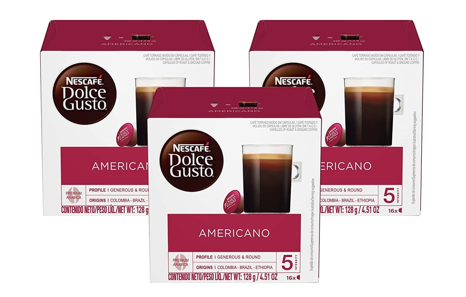 Dolce Gusto Nescafe Coffee Pods, Americano, Capsules, 16 Count, Pack of 3
