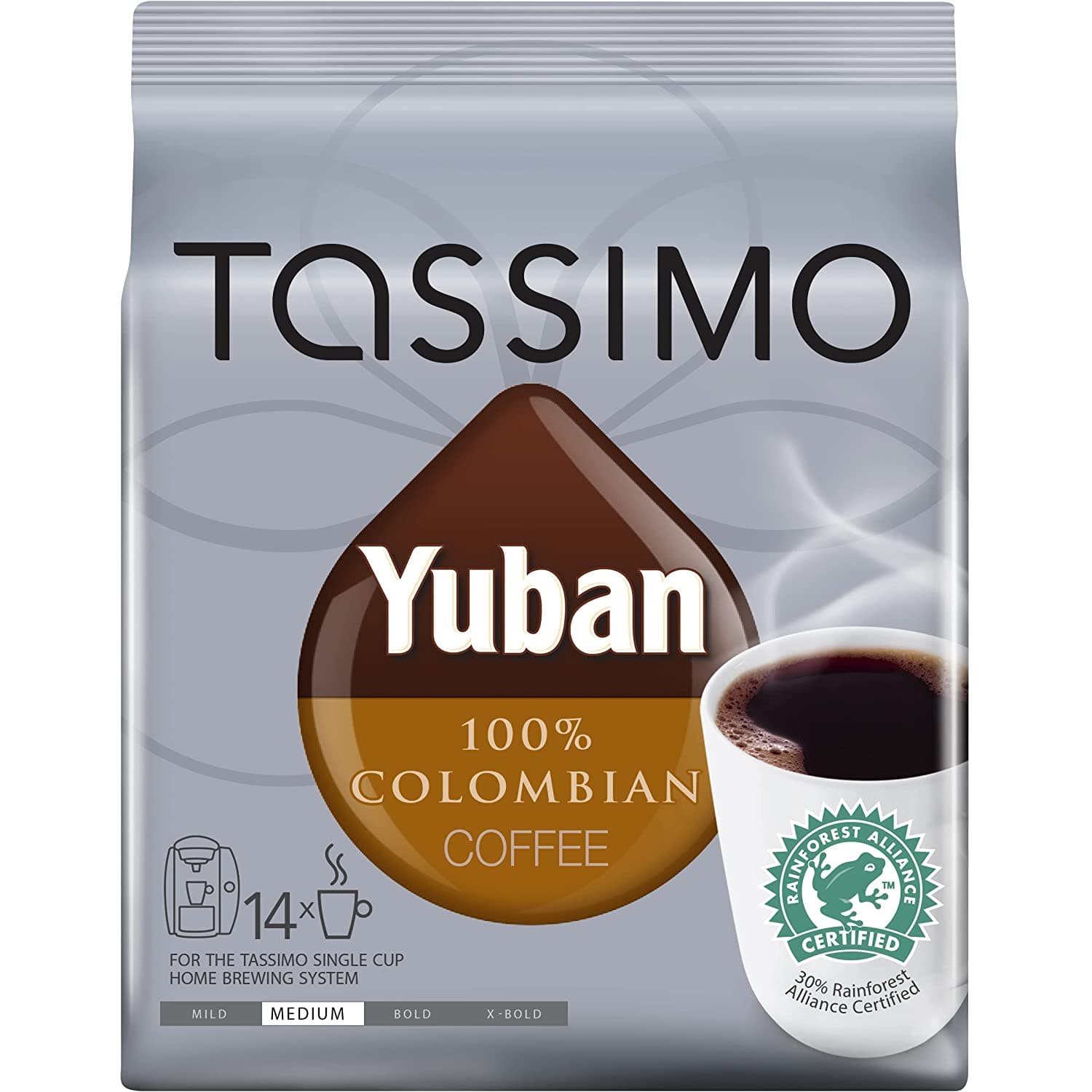 Tassimo Yuban 100% Colombian Medium Roast Coffee T-Discs for Tassimo Single Cup Home Brewing Systems (14 ct Pack)