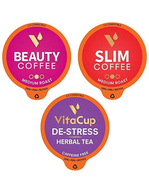 Variety Coffee & Tea Pod Sampler Pack (Beauty, Slim, Destress Tea)
