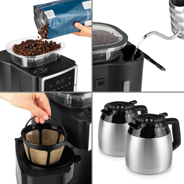 BEEM FRESH-AROMA-PERFECT III filter coffee machine with grinder - 2x thermo 3