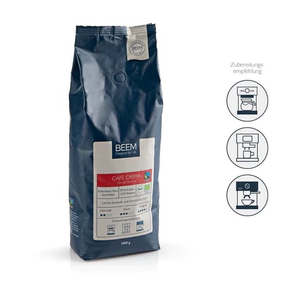CAFÉ CREMA Organic Whole Bean - 1 kg