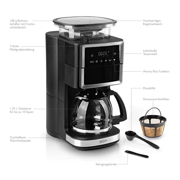 FRESH-AROMA-PERFECT III filter coffee machine with grinder - glass 3