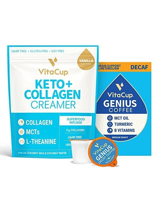 Genius Decaf Coffee Pods & Keto + Collagen Vanilla Coffee Creamer Bundle