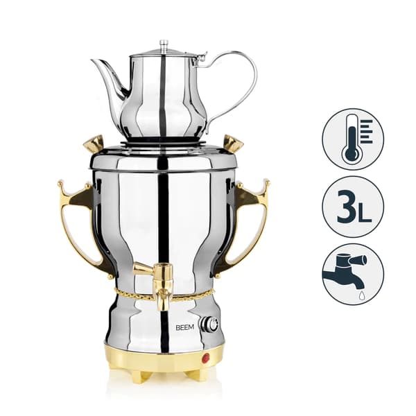 Tea-Classic samovar - 3 L / stainless steel, gold-plated 5
