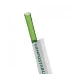 7.75" Renewable & Compostable Green PLA Straw, Wrapped