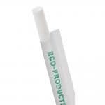 7.75" Renewable & Compostable Jumbo White PLA Straw, Wrapped