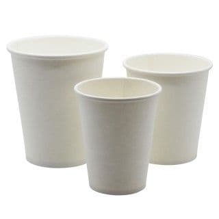 PLAIN WHITE PAPER CUPS & LIDS - 12oz x1000 White