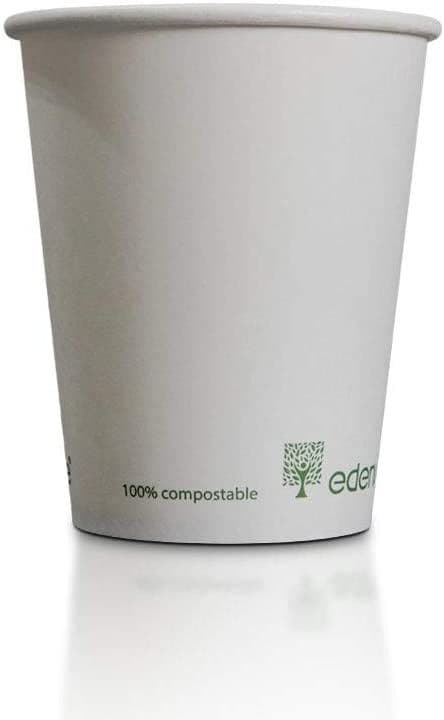 BIODEGRADABLE SINGLE WALL COFFEE CUPS & LIDS - 12oz Single Wall Cups x1000