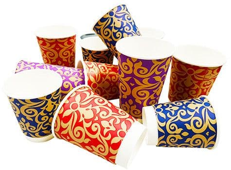 BOUTIQUE DOUBLE WALL PAPER COFFEE CUPS & LIDS - 8oz Blue x500