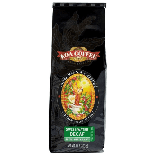 SWISS WATER DECAF WHOLE BEAN 100% KONA COFFEE