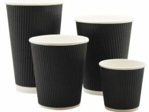 BLACK TRIPLE WALL RIPPLE CUPS & LIDS - 10/12/16oz Lids Black x1000 Coffee From  PUREGUSTO On Cafendo