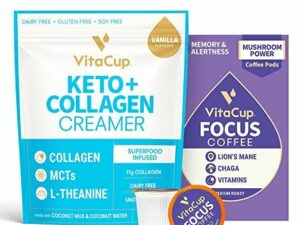 Focus Mushroom Coffee Pods & Keto + Collagen Vanilla Coffee Creamer Bundle Coffee From  VitaCup On Cafendo