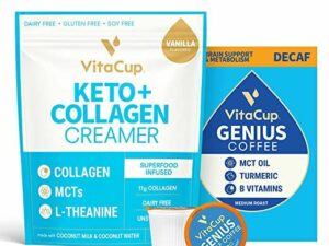 Genius Decaf Coffee Pods & Keto + Collagen Vanilla Coffee Creamer Bundle Coffee From  VitaCup On Cafendo